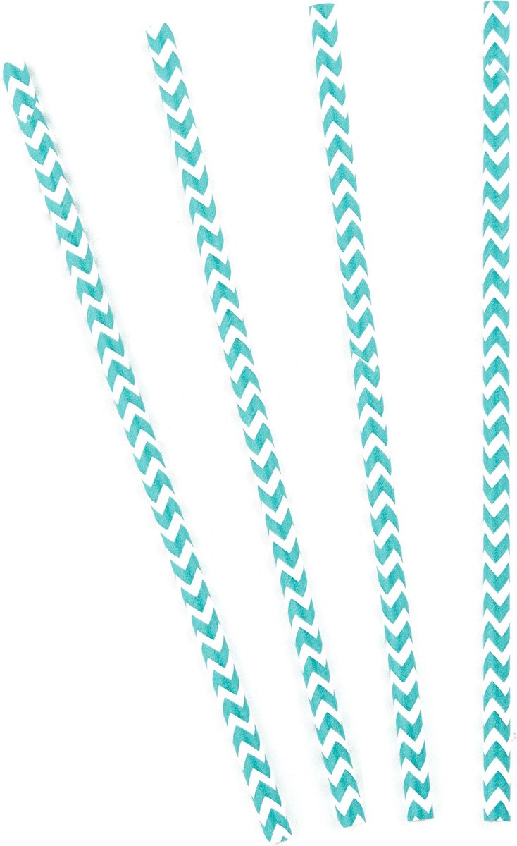 PARTYPRO - 10 witte en blauwe zigzag rietjes - Decoratie > Rietjes